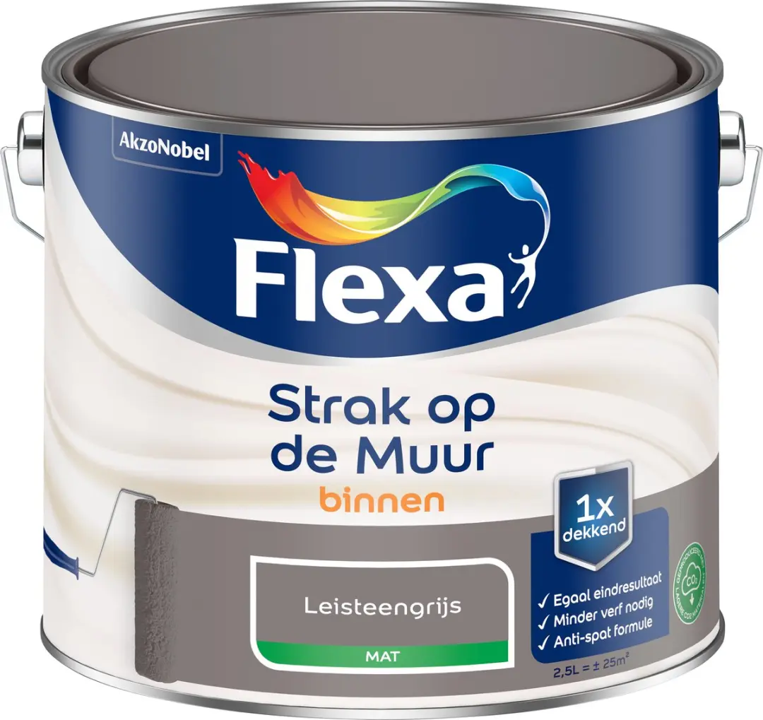 Flexa Strak op de Muur Binnen Mat Leisteengrijs 2,5L