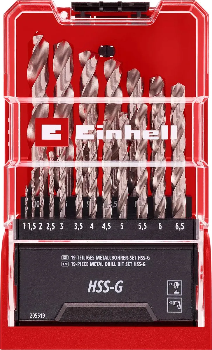Einhell Borenset 19-delig HSS-G Silver - Metaal/Aluminium