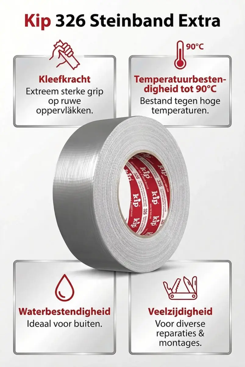 Kip Steenband Duct-tape 48mm - Zilver