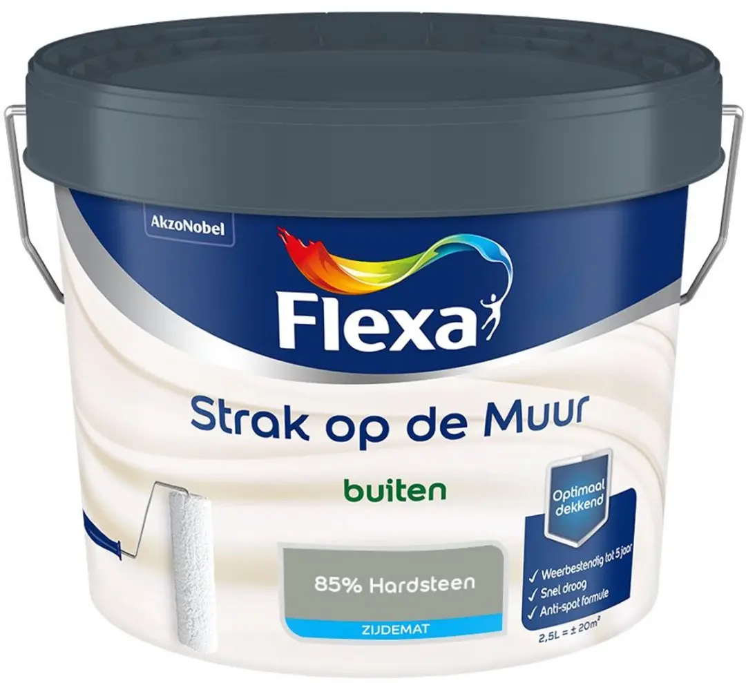 Flexa Mengverf Strak Op De Muur Buiten Zijdemat 85% Hardsteen 2,5L