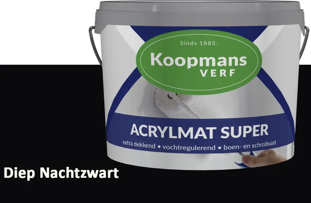 Koopmans Acrylmat Super Matte Muurverf Diep Nachtzwart 1L