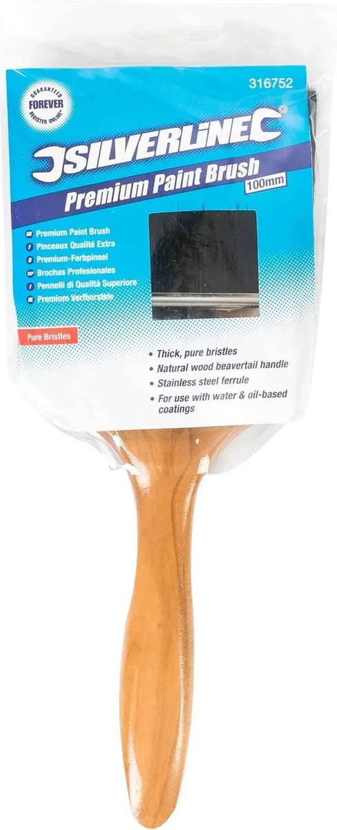 Silverline Schilderskwast 100mm - Houten handvat - Zwart - afbeelding 6 van 6