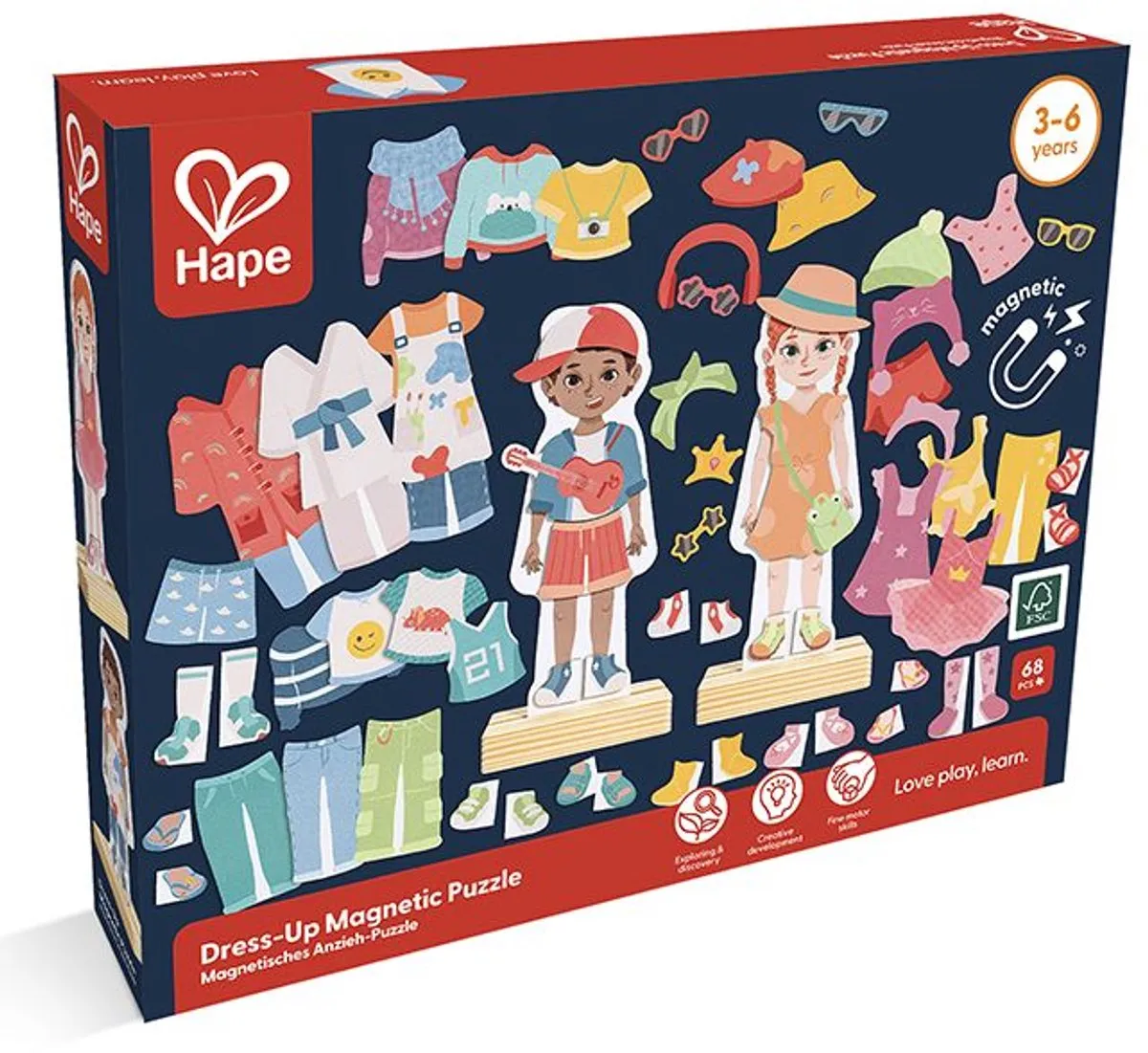 Hape Dress-Up Magnetische Puzzle E1651 - 10 Stuks - Multicolor