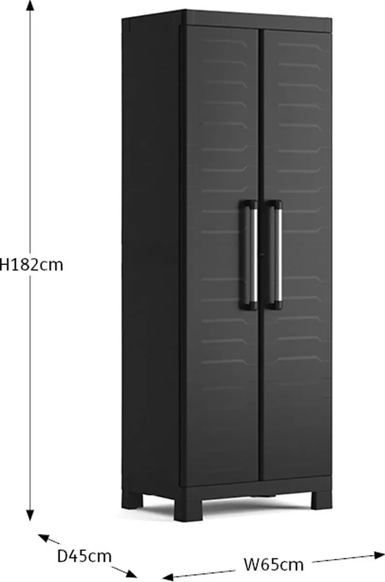 Keter Detroit Opbergkast 45x65x182cm - 4 Planken - Zwart - afbeelding 6 van 6