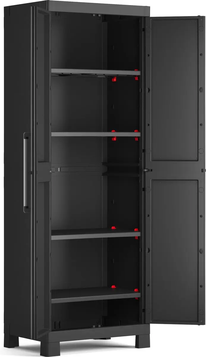 Keter Detroit Opbergkast 45x65x182cm - 4 Planken - Zwart