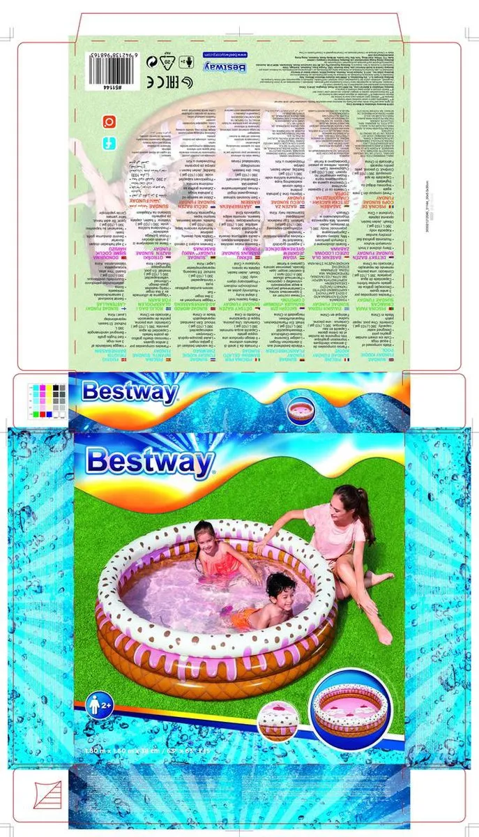 Bestway Cupcake Opblaas Zwembad 160cm - Roze/Bruin