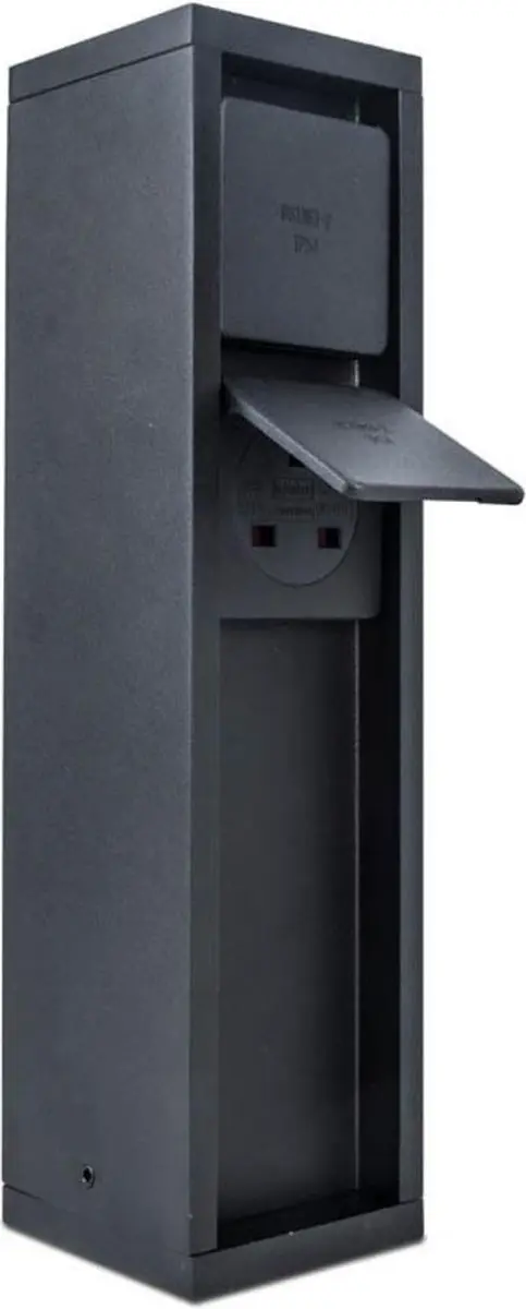 Lutec Mains Buitenstopcontact Zuil Zwart - 2 Stopcontacten