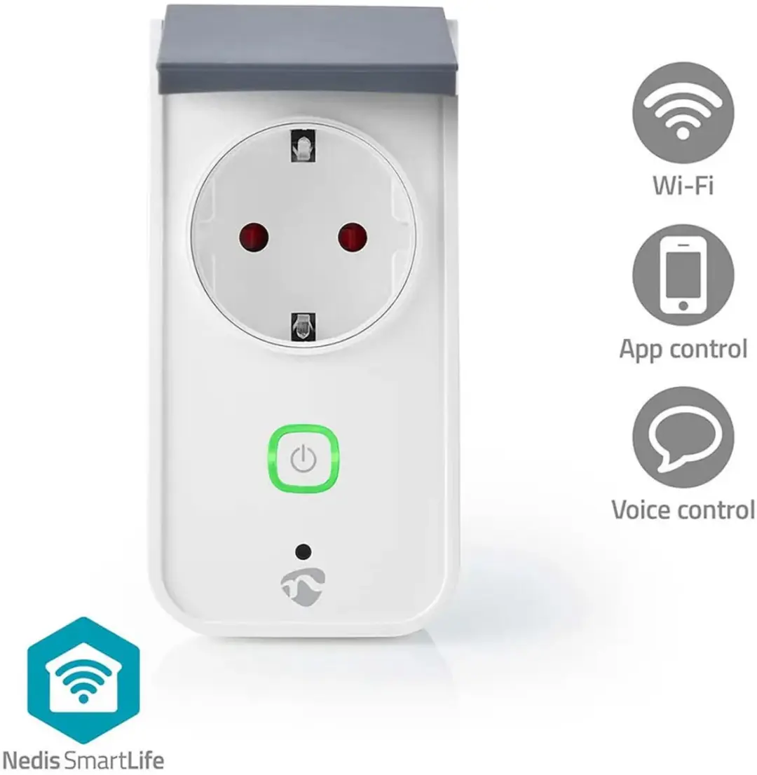 Nedis SmartLife Slimme Stekker Wi-Fi 3680W - IP44 - Grijs/Wit