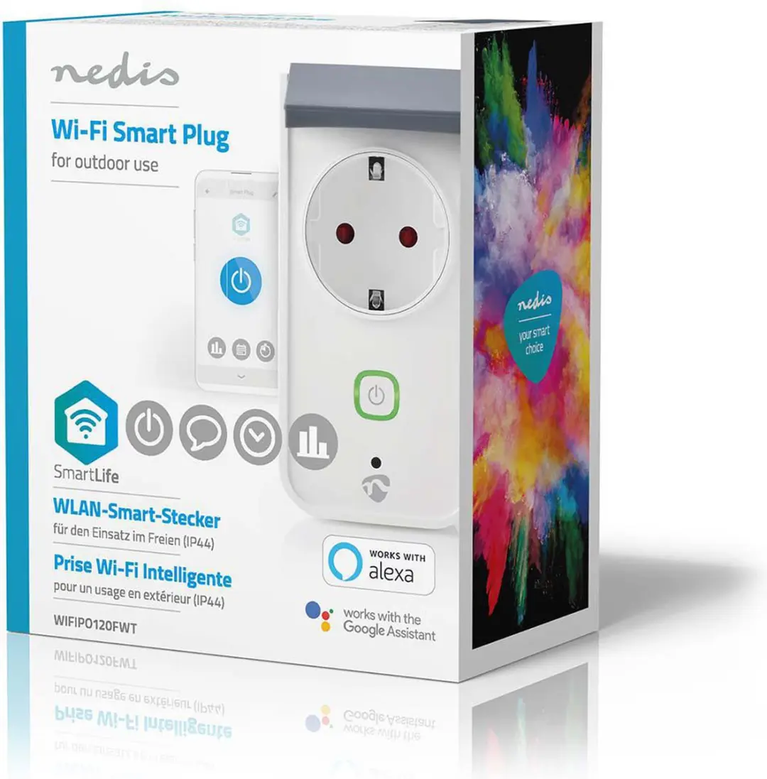 Nedis SmartLife Slimme Stekker Wi-Fi 3680W - IP44 - Grijs/Wit