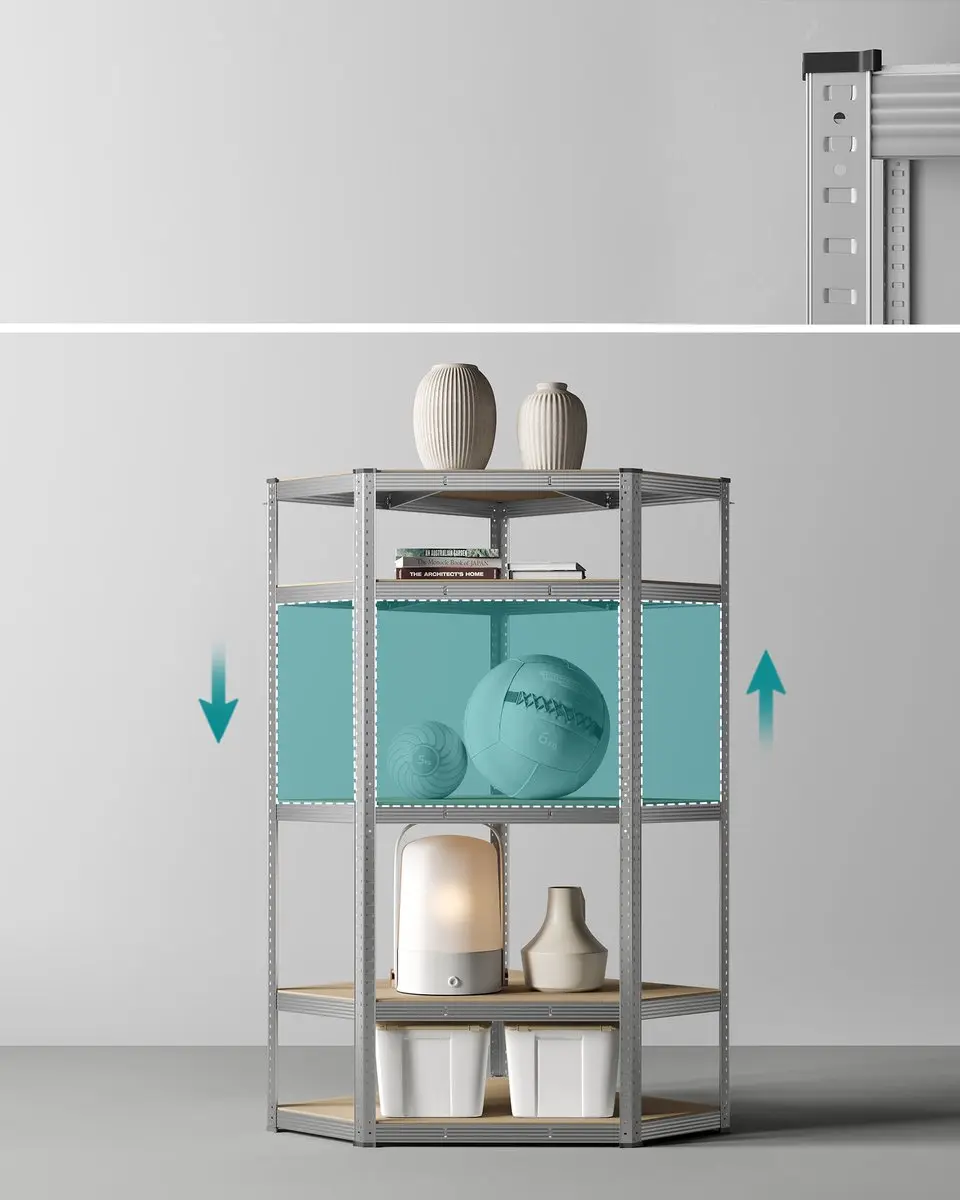 Songmics Stellingkast 5 Niveaus - Zilverkleurig