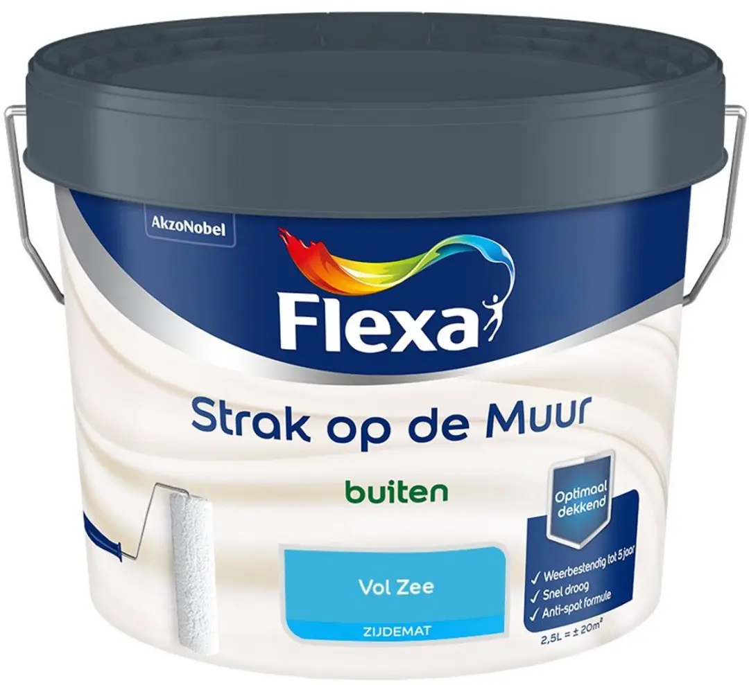 Flexa Strak Op De Muur Buiten Zijdemat Vol Zee Mengverf 2,5L