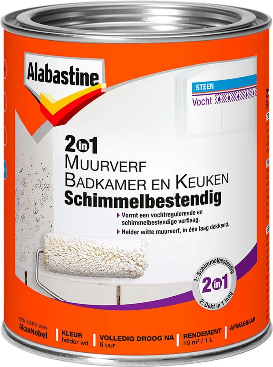 Alabastine Badkamer & Keuken Muurverf 2,5L - Wit