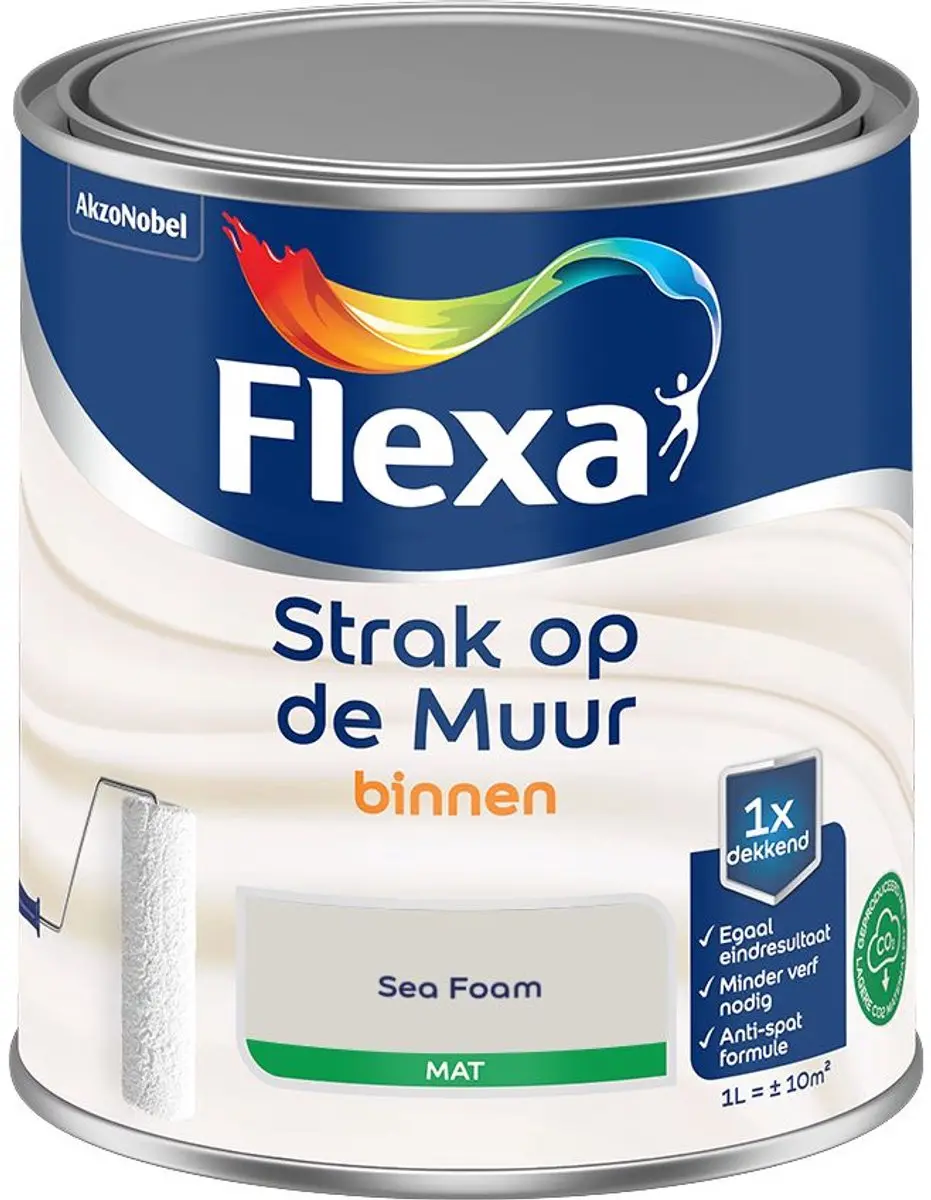 Flexa Strak Op De Muur Binnen Mat Sea Foam Mengverf 1L