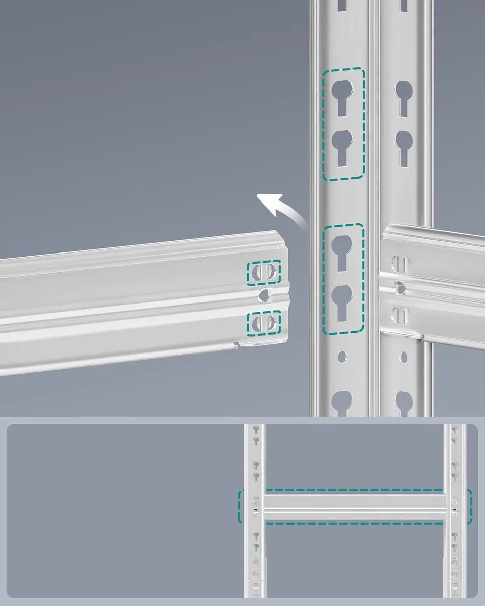 Songmics GLR451E01 Opbergrek 5 Planken - 150cm Zilver - afbeelding 2 van 6