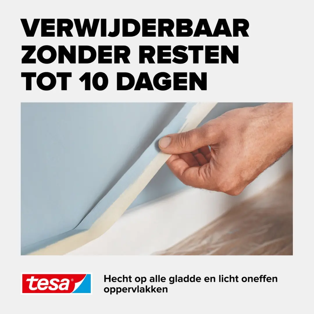 Tesa Classic Afplaktape 60m - 30mm - Rood
