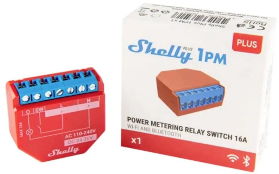 Shelly Plus 1PM Schakel-meetactor - Rood
