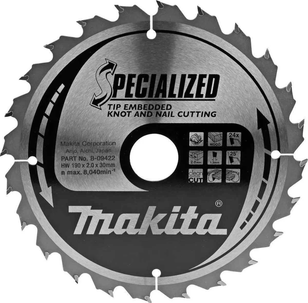 Makita B-09422 Cirkelzaagblad Hout 190mm - 24 Tanden