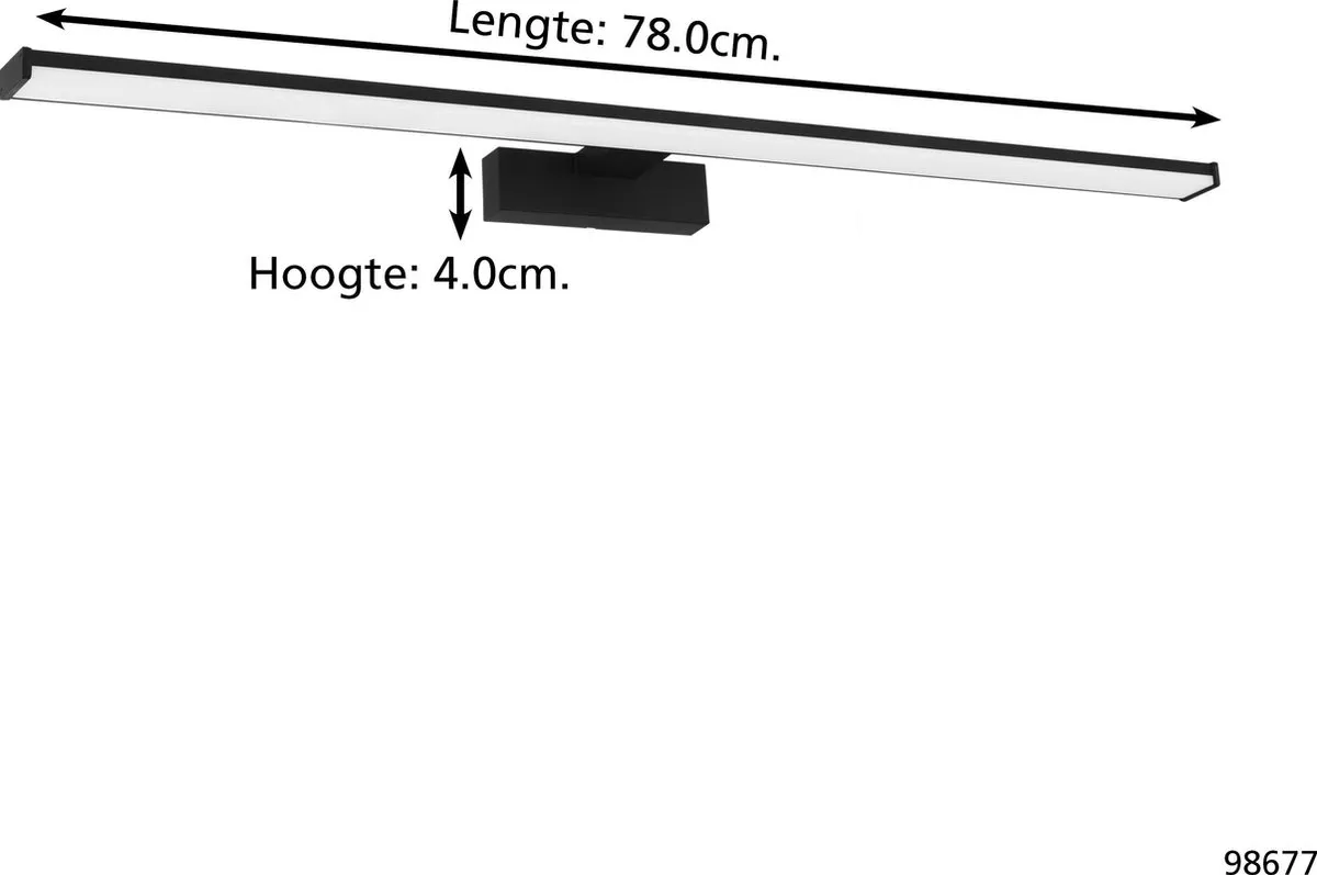 EGLO Pandella 1 Spiegellamp - LED - 78 cm - Zwart/Wit