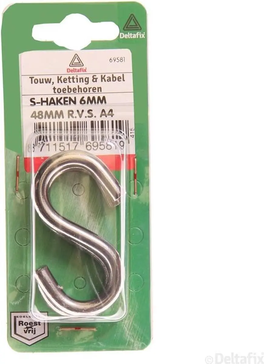 Deltafix S-haken RVS 6mm
