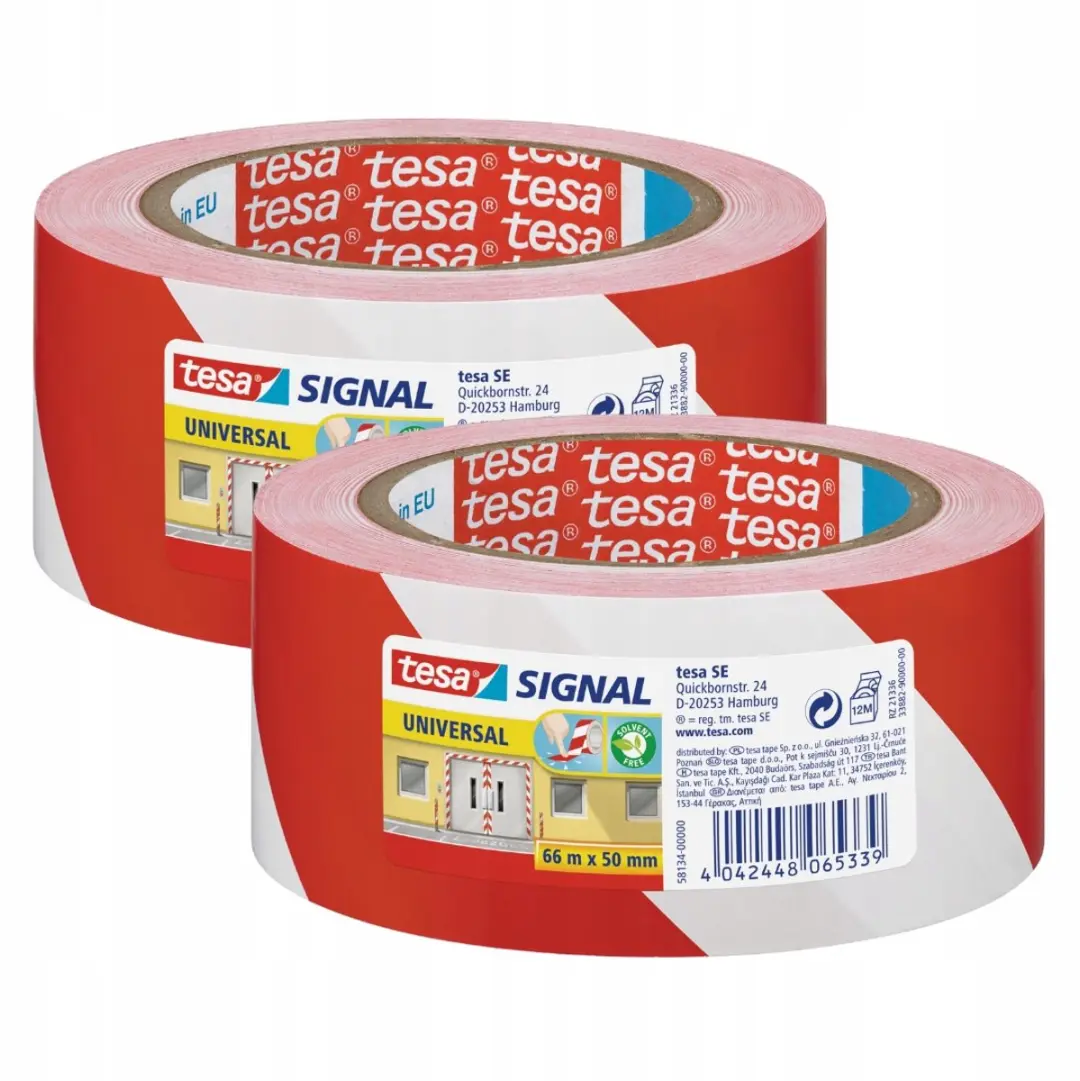 Tesa Signaaltape Wit-Rood 66m x 50mm