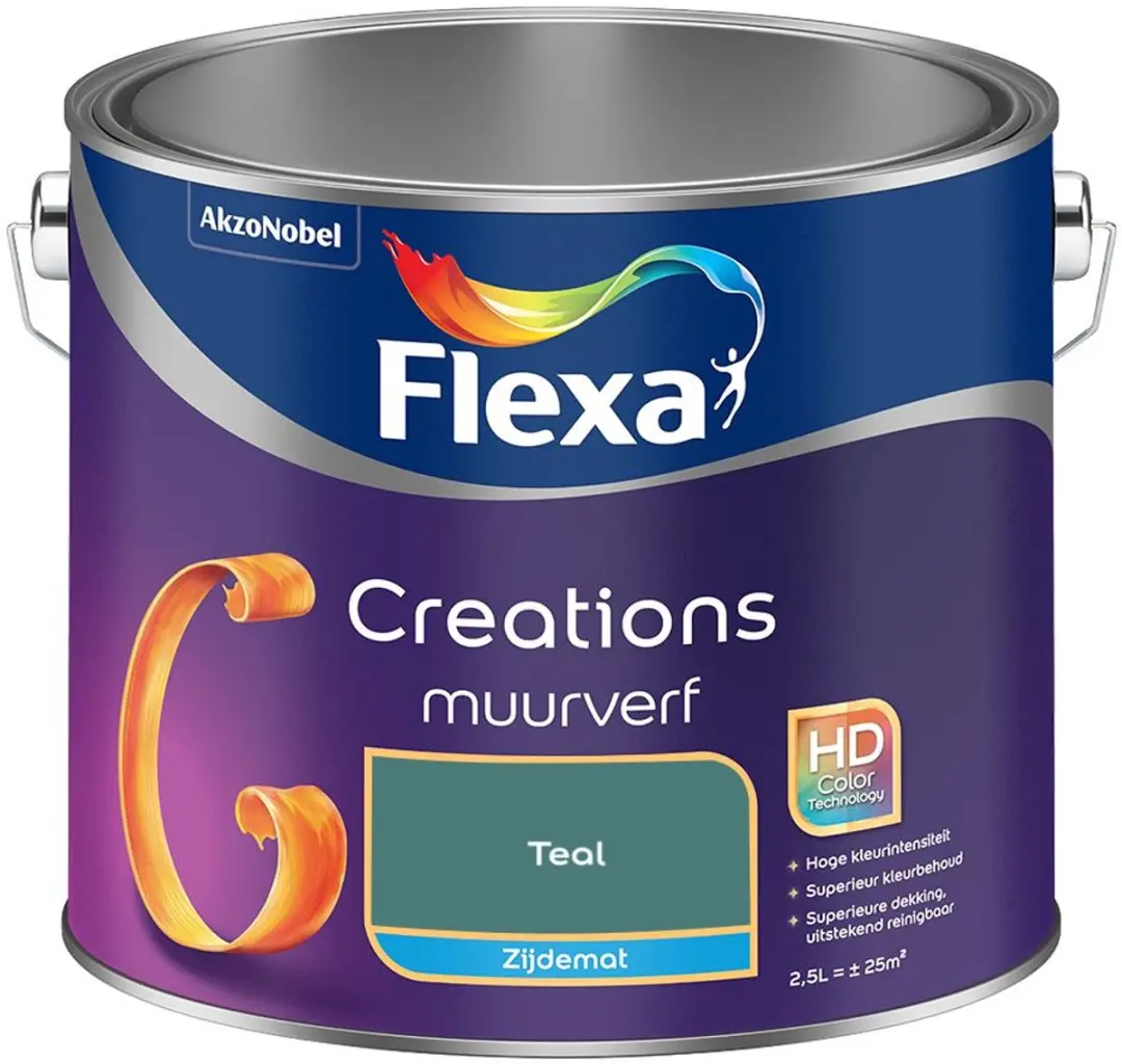 Flexa Creations Muurverf Zijdemat Teal 2,5L