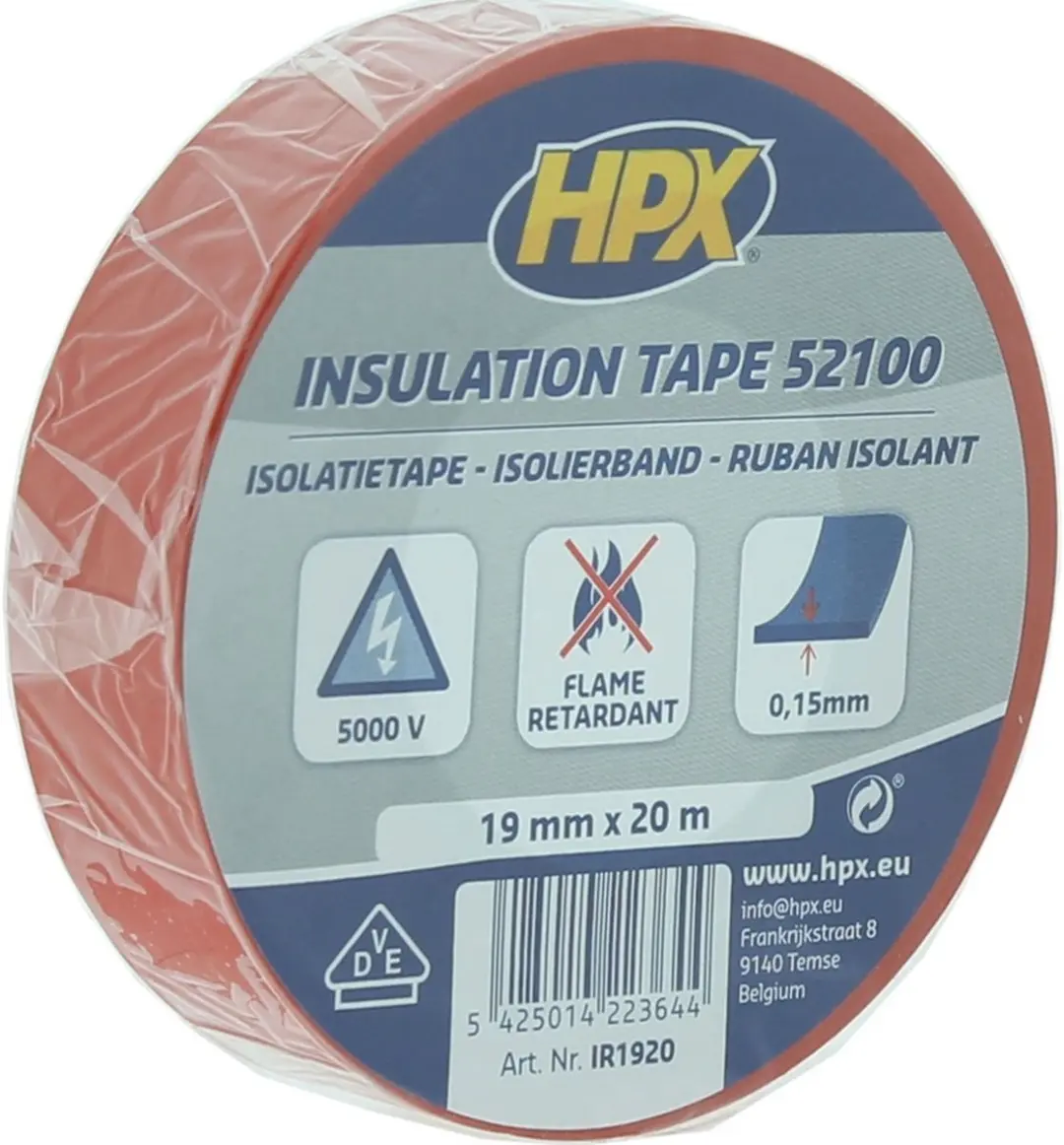 HPX PVC Isolatietape VDE 19mm x 20m - 10 Stuks