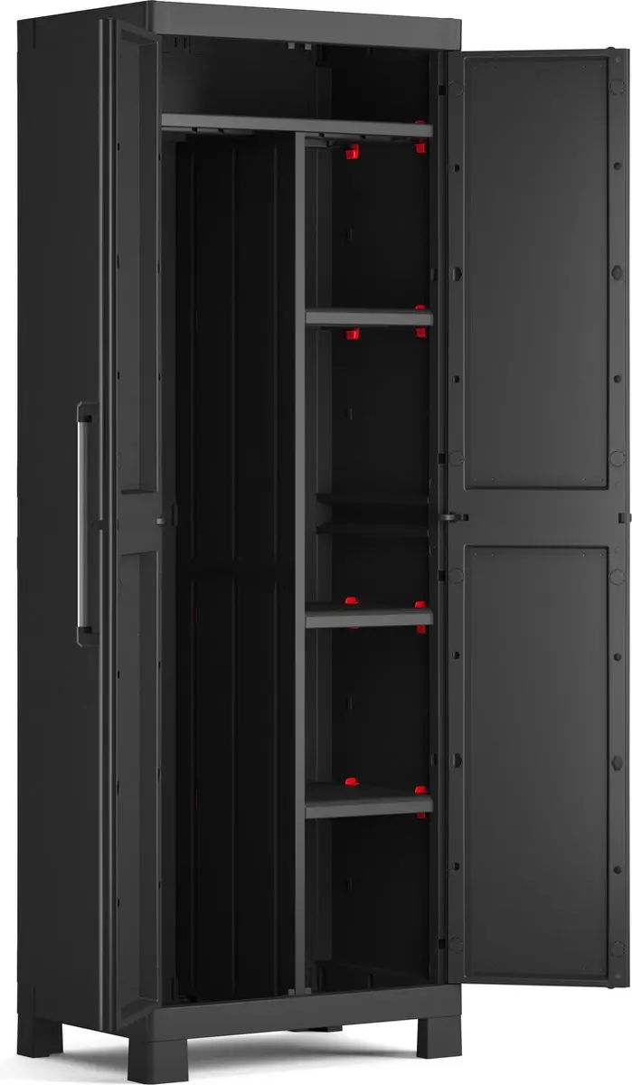 Keter Detroit Opbergkast 3 Planken 45x65x182cm - Zwart