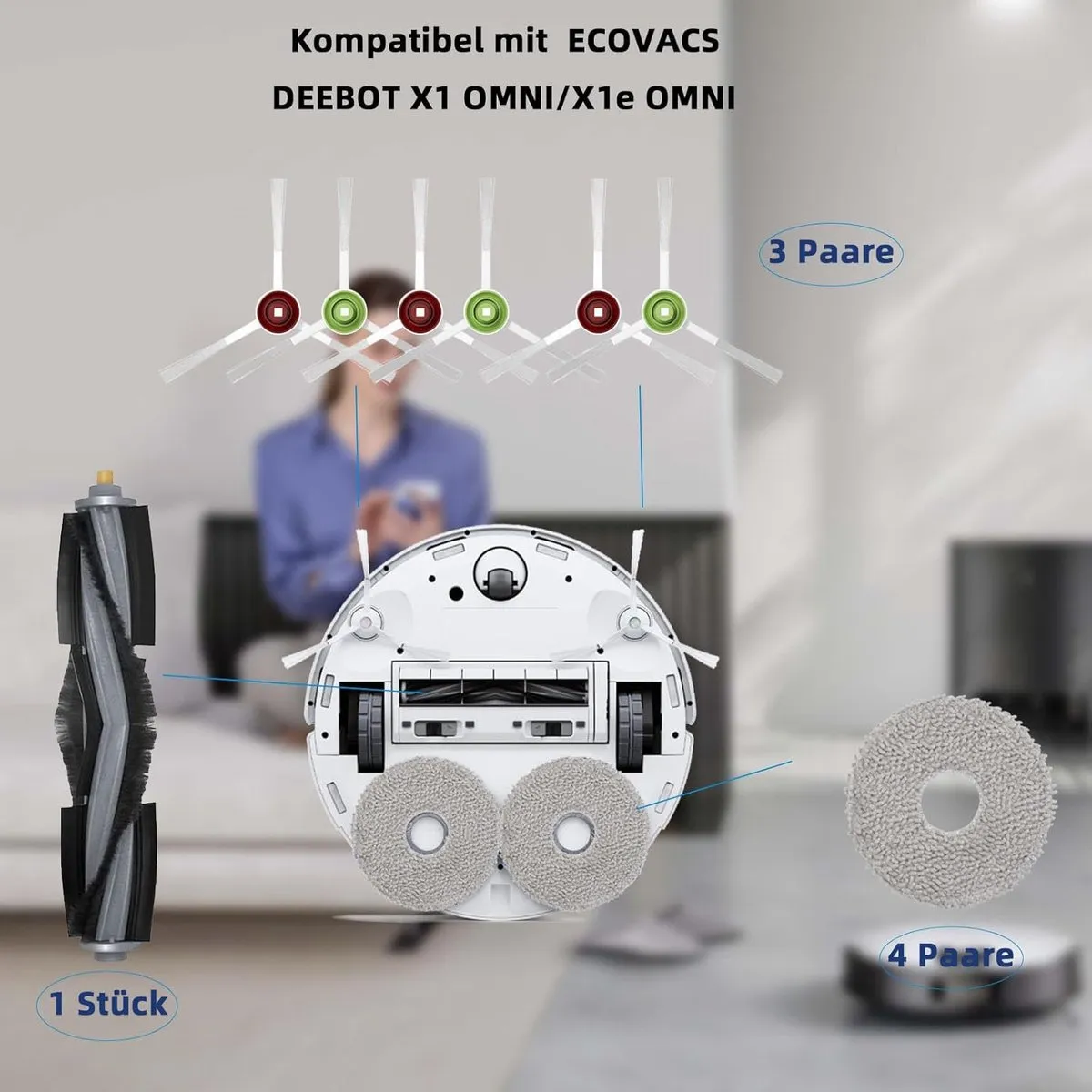 Ecovacs DEEBOT X1 Omni Accessoireset - 23 Stuks - Blauw/Grijs/Wit/Zwart