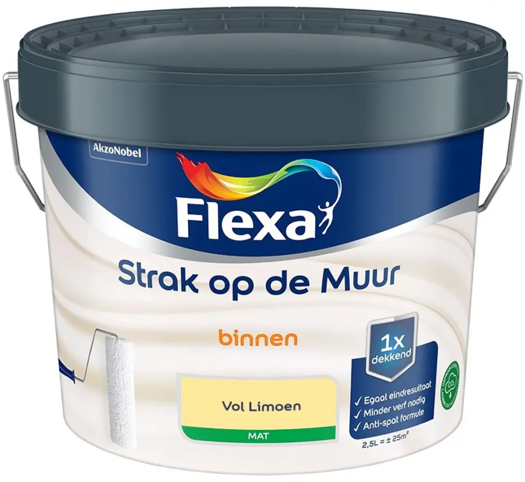 Flexa Strak Op De Muur Binnen Mat Vol Limoen Mengverf 2,5L