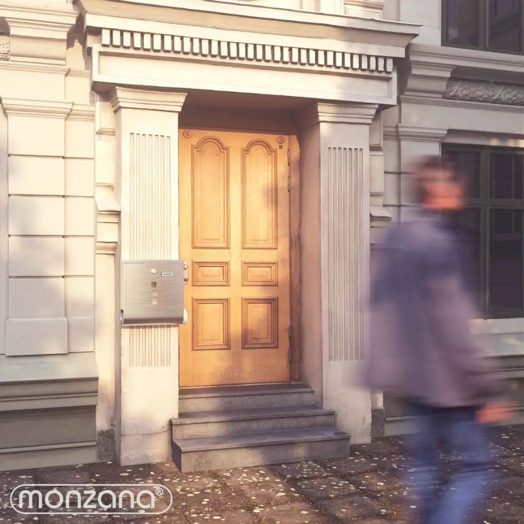 Monzana Design Brievenbus RVS - Krantenvak & 2 Sleutels - Zilver