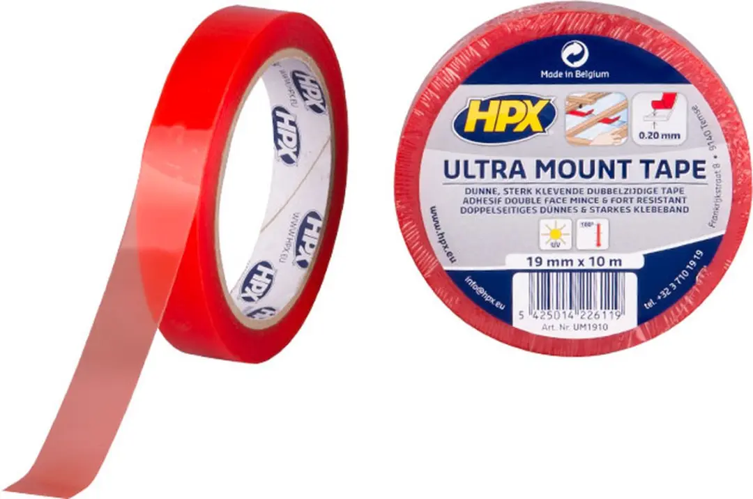HPX Ultra Mount Bevestigingstape 19mm x 10m - Transparant