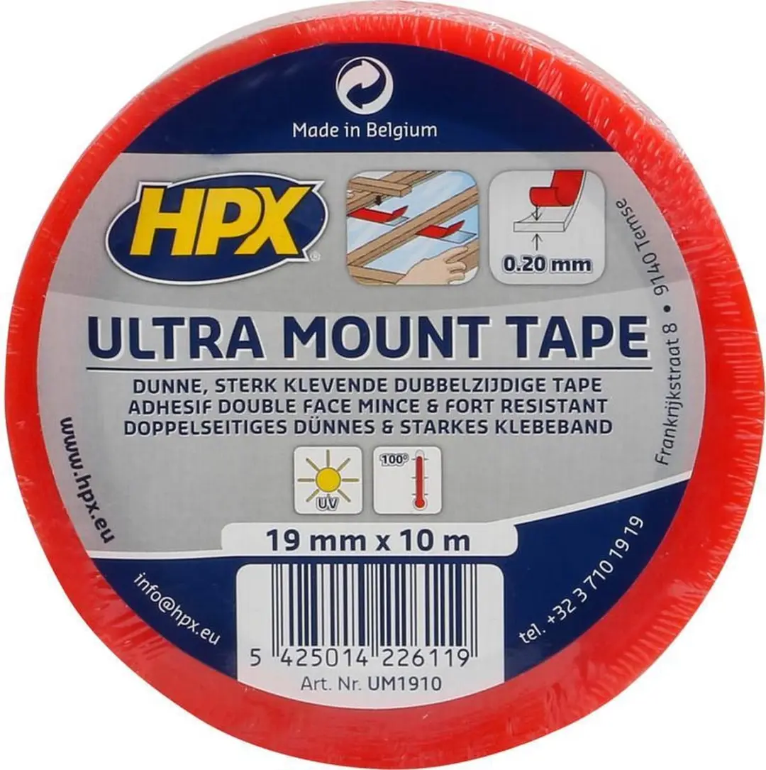 HPX Ultra Mount Bevestigingstape 19mm x 10m - Transparant