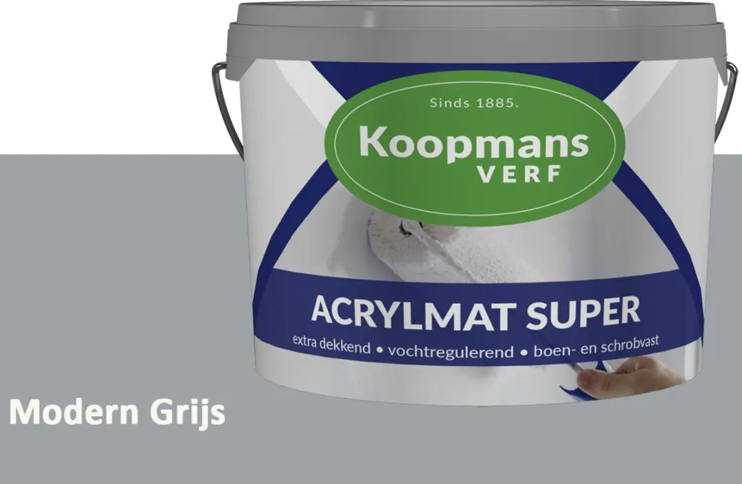 Koopmans Acrylmat Super Matte Muurverf 2,5L - Modern Grijs