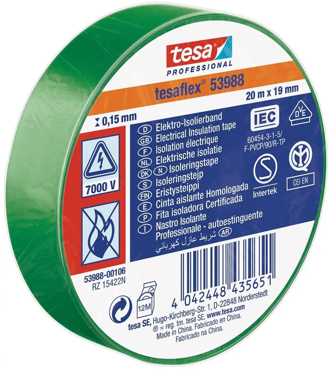 Tesa Isolatietape 19mm Groen