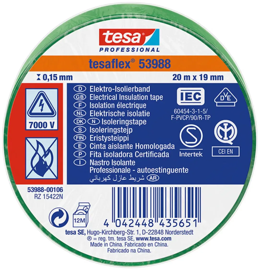 Tesa Isolatietape 19mm Groen - 20m