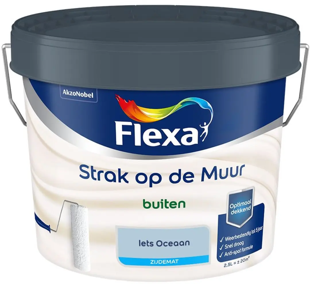 Flexa Strak Op De Muur Buiten Zijdemat Iets Oceaan Mengverf 2,5L