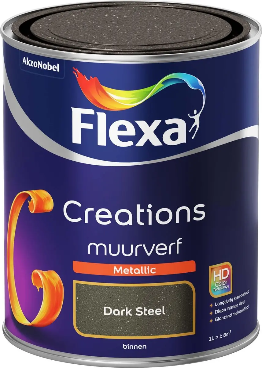 Flexa Creations Muurverf Metallic Dark Steel 1L