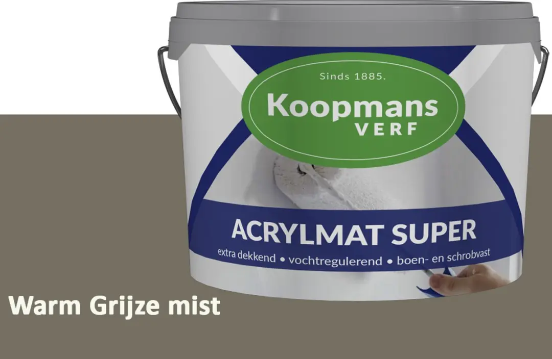 Koopmans Acrylmat Super Matte Muurverf Warm Grijze mist 1L