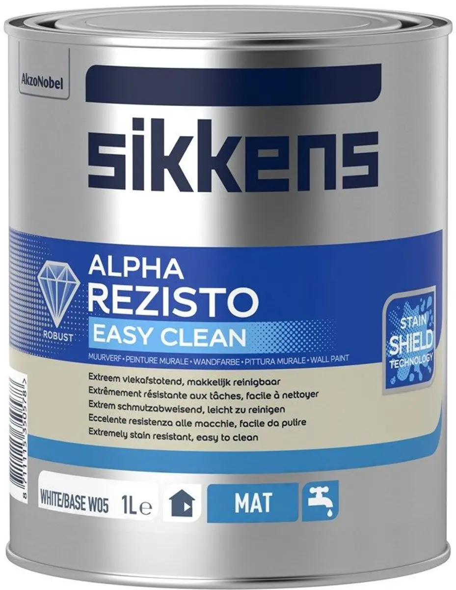Sikkens Alpha Rezisto Easy Clean Muurverf Wit - 1L