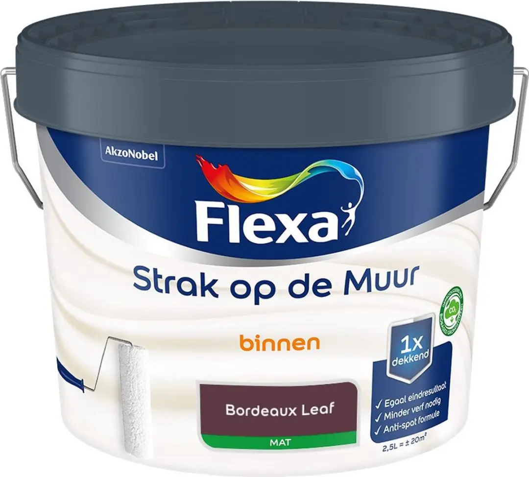 Flexa Strak Op De Muur Binnenmat Bordeaux Leaf Mengverf 2,5L