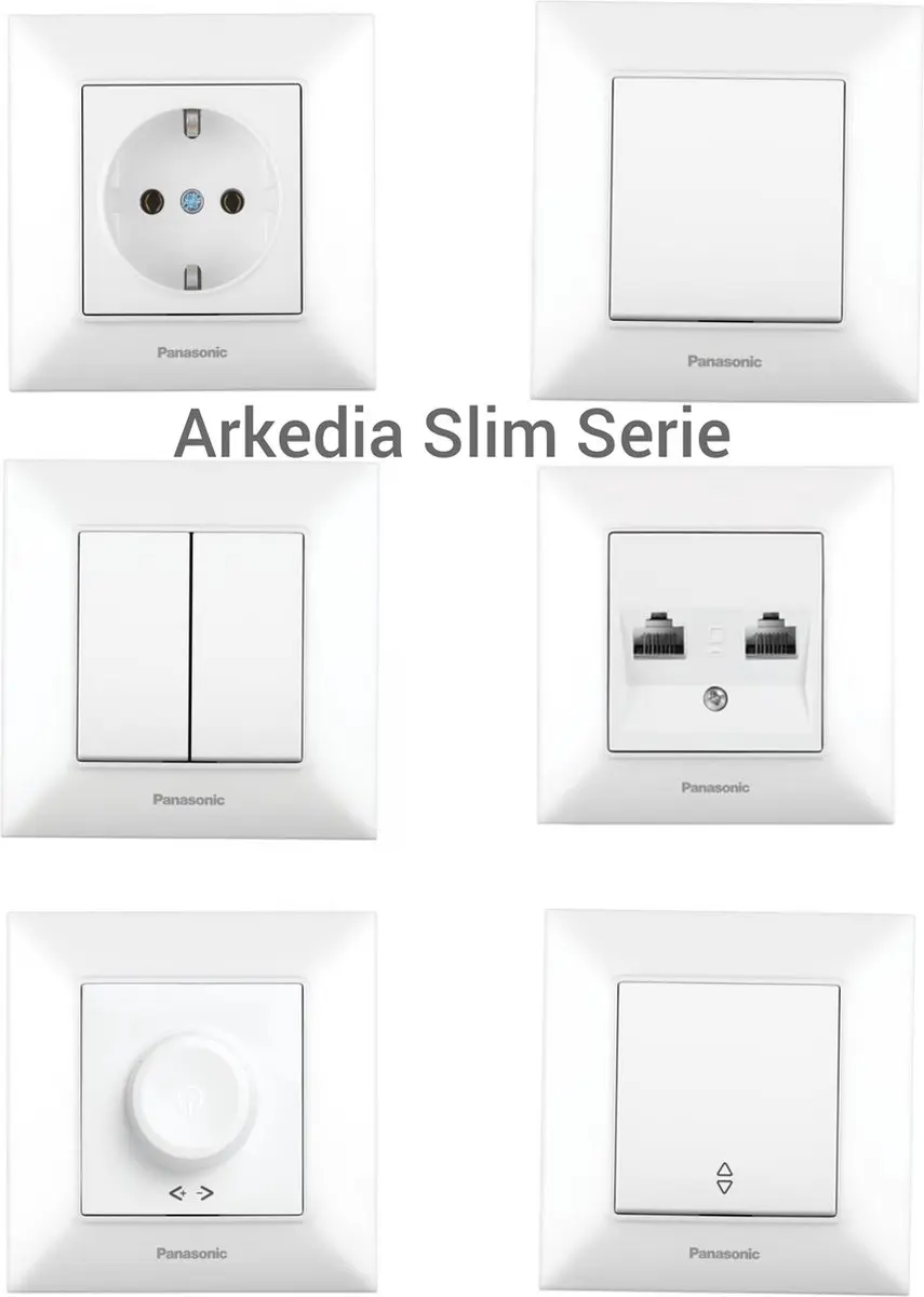 Panasonic Arkedia Slim Combinatie Wandcontactdoos - 2 Stopcontacten - Wit