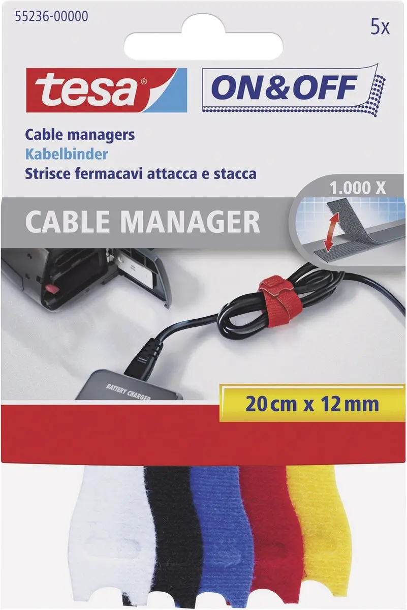 Tesa Gekleurd Kabelklittenband 20cm - 25 Stuks - Multi