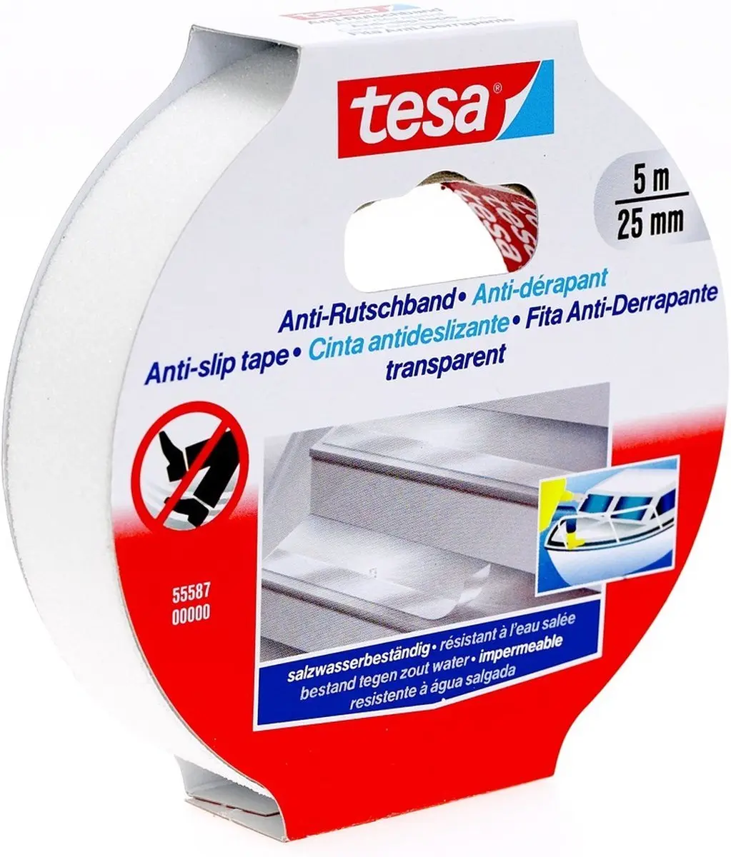 Tesa Antislip Tape 5m x 25mm - Transparant
