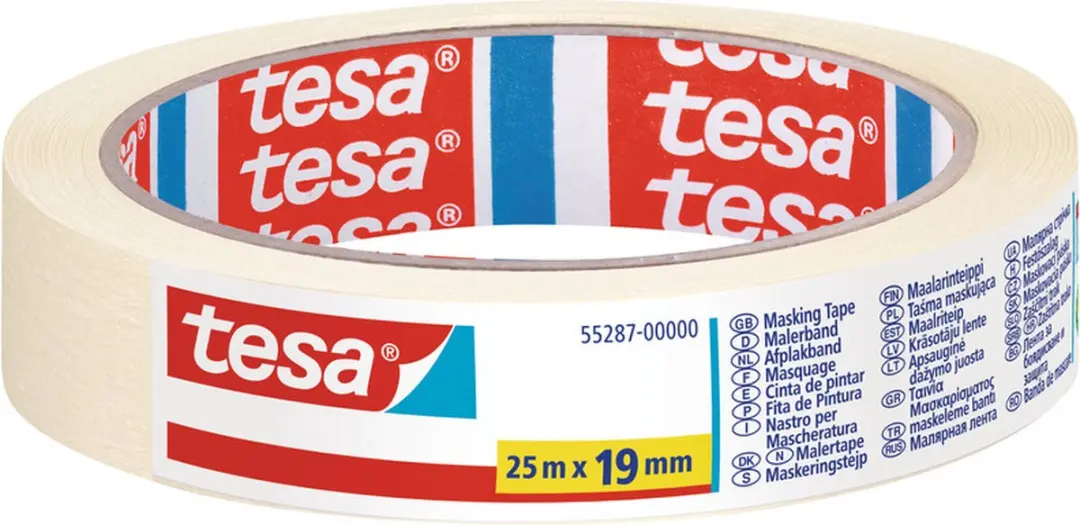 Tesa Afplaktape 19mm x 25m - 40 Stuks (8x5) - Crème