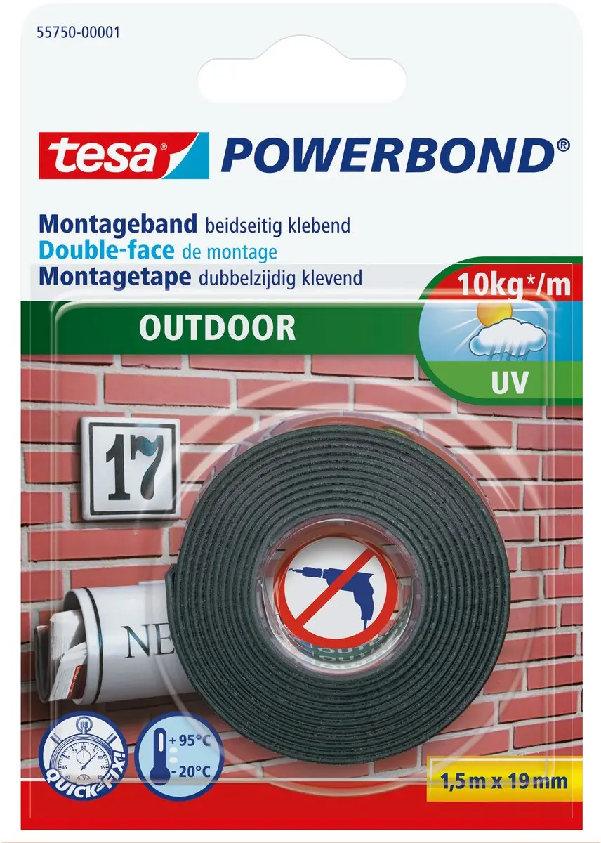 Tesa Powerbond Outdoor Montagetape 1,5m x 19mm