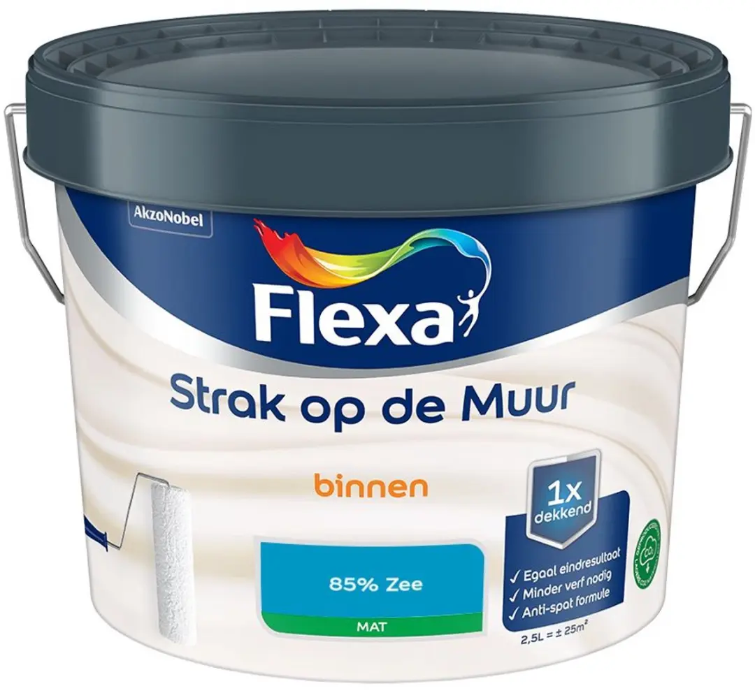 Flexa Strak Op De Muur Binnen Mat 85% Zee Mengverf 2,5L