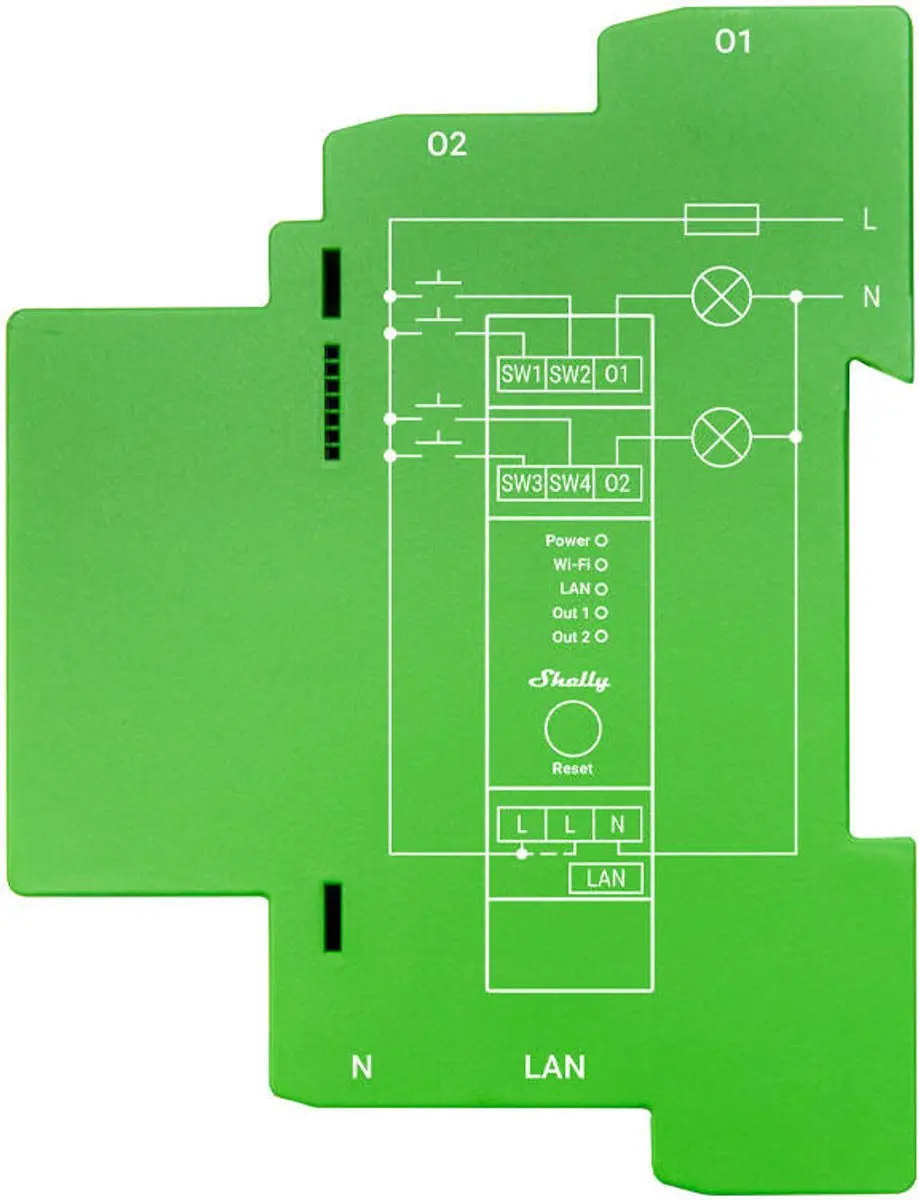 Shelly Pro Dimmer 2PM - Groen - afbeelding 6 van 6