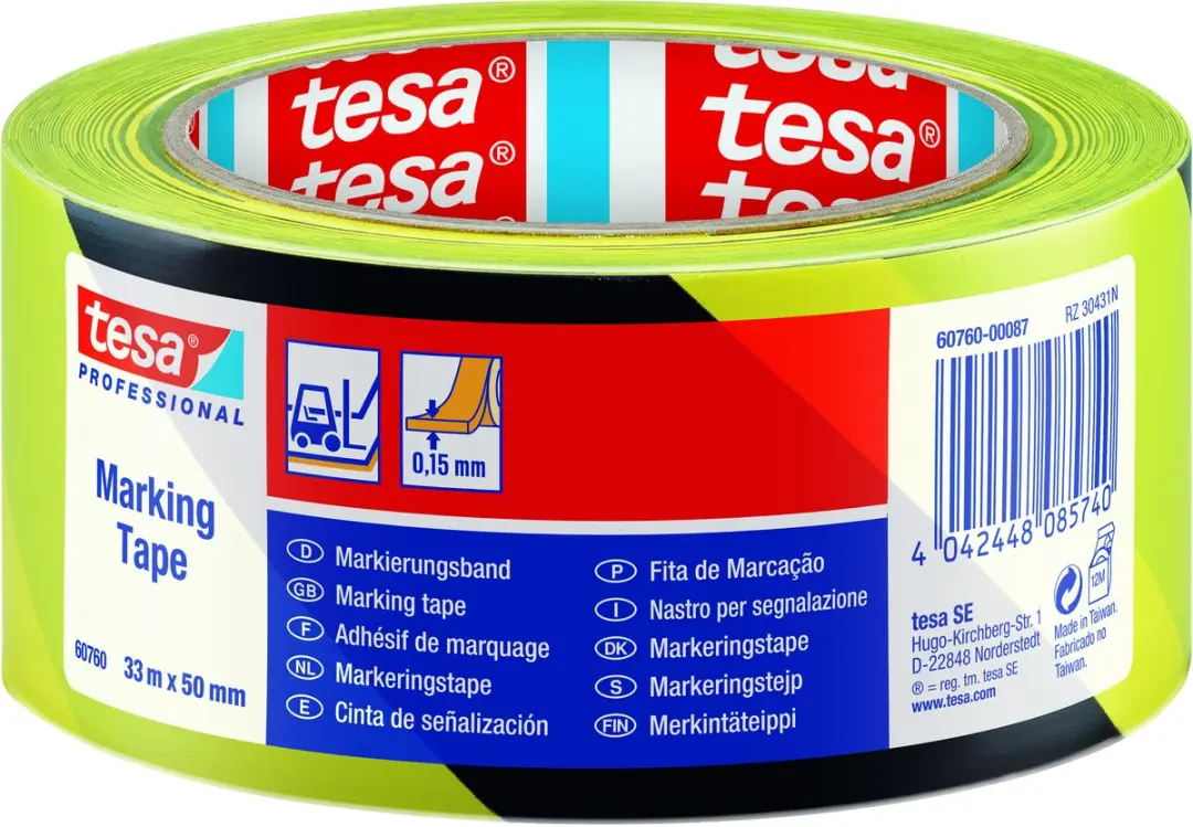 Tesa 60760 Markeringstape 66m - Geel/Zwart