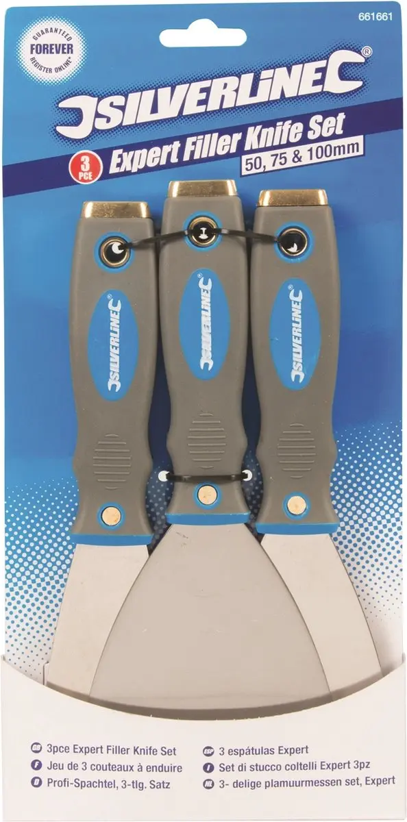 Silverline Plamuurmessen Set 3-delig - 50/75/100mm - Blauw