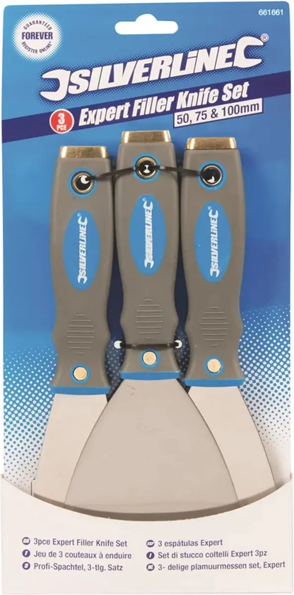 Silverline Plamuurmessen Set 3-delig - 50/75/100mm - Blauw